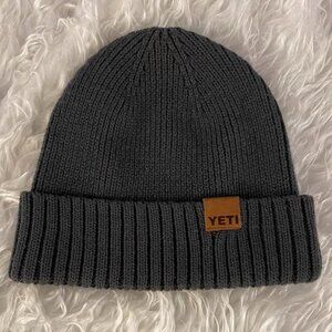 Yeti Stocking Cap in Grey with Faux Leather YETI Patch.  Excellent Condition!